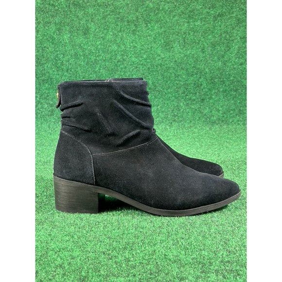 Cole Haan Black Suede Side Zip Ankle Boots Booties Women's Size 6 B - Picture 2 of 10